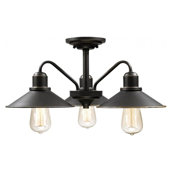 Z-Lite Olde Bronze Casa 3 Light Semi-Flush Ceiling Fixture 613SF-OB